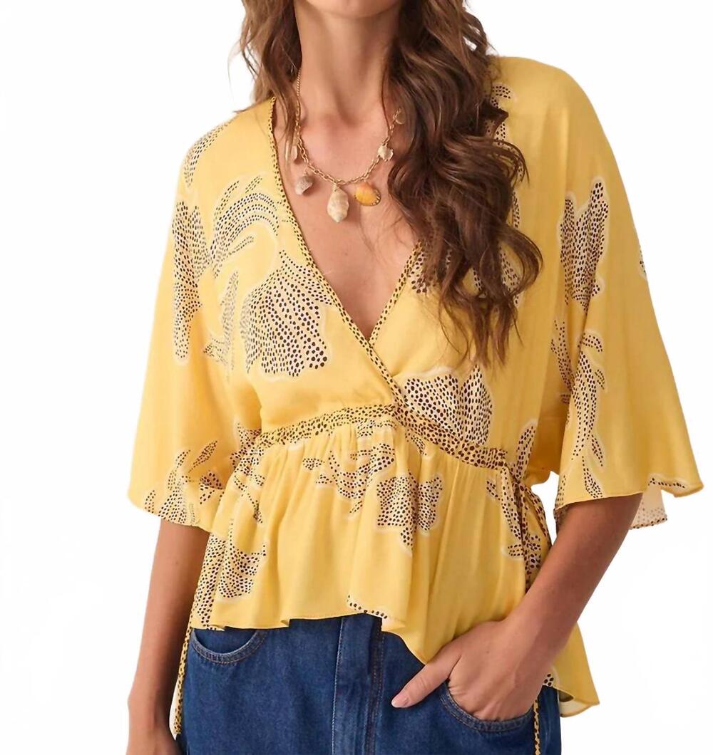 NEW DRESS TO laguna v neck drawstring blouse in yellow